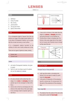 an image of a page with text on it that says lenses and the words