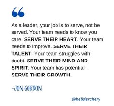 a quote from jon gordon about how to serve the team