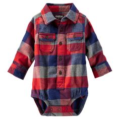 Baby Boy 2-Pocket Flannel Bodysuit | OshKosh.com Boys Flannel, Baby Boy Tops, Oshkosh Baby, King Henry, Baby Time, Baby Boy Fashion, Boy Clothes, Newborn Boy