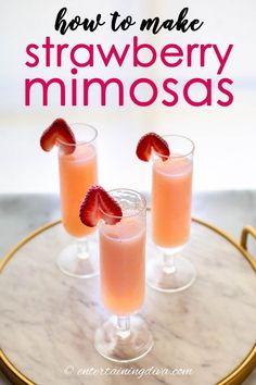 how to make strawberry mimosas on a tray