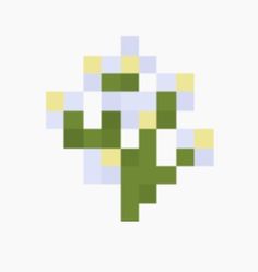 an image of a pixellated plant with yellow and green squares on it's face