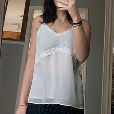 Semi Sheer Tank Top With Built In Slip Not Sheer On Bust Area Never Worn Great Condition No Stains My Mirror Is Just Dusty All Pieces Are Washed Properly Before Sending Sheer Camisole, My Mirror, Sheer Tank Top, Forever21 Tops, Forever 21 Tops, Forever 21, Built In, Tank Top, Womens Tops