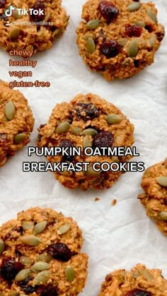 pumpkin oatmeal breakfast cookies with cranberries and sunflowers on top