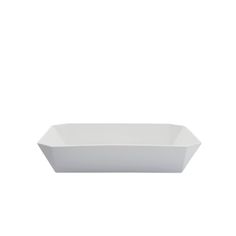 a white rectangular dish on a white background