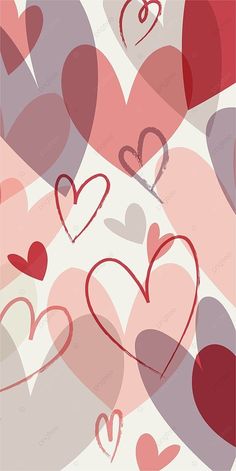 many hearts are arranged in the shape of heart shapes on a pink and white background