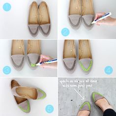 step by step instructions (neon shoe makeover) i think i posted this but this is actually the diy part.... Neon Shoes, Crochet Slippers Free Pattern, Crochet Slipper Pattern, Diy Shoe, Shoes Diy, Slippers Pattern, Old Shoes