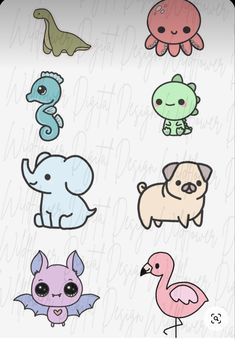 some cute little animals and birds on a white background with the words, i love them