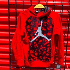 Red & Black Camo Jordan Sweatshirt Sz M Red Cotton Hip Hop Hoodie, Red Graphic Print Hoodie For Fall, Red Sportswear Tops For Streetwear, Red Hooded Fleece Top, Red Tops For Streetwear Sportswear, Red Fleece Sports Top, Red Hip Hop Sweatshirt For Fall, Red Hip Hop Hoodie Top, Hip Hop Red Winter Tops