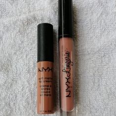 @nyxcosmetics 1.soft matte lip cream 09 Abu Dhabi 2.NYX lip lingerie liquid lipstick 18 Cashmere Silk Pink Liquid Lipstick, Nyx Lip Lingerie, Nyx Lip, Beauty Aesthetic, Peachy Pink