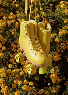 Yellow Aesthetic Pastel, Quad Roller Skates, Yellow Things, Roller Skate Shoes, Aesthetic Yellow, Roller Girl, Yellow Wall, Yellow Walls