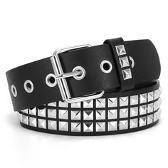 PRICES MAY VARY. ♛ Durable Material:This punk belt is made of high-quality PU leather, comfortable and soft to wear. The alloy buckle with a metallic luster is solid, not easy to damage. ♛ Punk Rock Style: Three rows of pyramids with cool silver square beads rivets, classic and simple,will not be outdated. The belt very suitable for teenagers, men and women, can be worn in various occasions and all seasons. ♛ Adjustable Belt: This fashionable punk belt is equipped with a continuous metal roller Jeans Amazon, Punk Belt, Punk Rock Style, Grommet Belt, Belt For Jeans, Goth Accessories, Studded Nails, Buckles Fashion, Halloween Masquerade