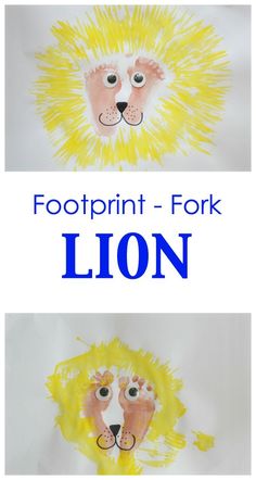 the lion is made out of paper and has two different faces on it, including one with