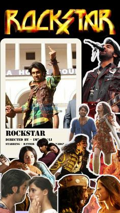 the poster for rock star with many pictures