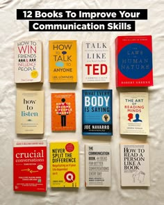 twelve books to improve your communication skills on a bed with the title 12 books to improve your communication skills