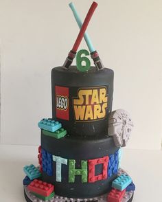 a birthday cake made to look like legos