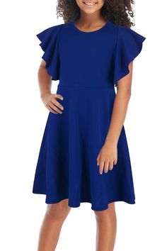 PRICES MAY VARY. Material and Fabric: 100 Percent Polyester, elastic and comfortable fabric without pilling. Well made as far as fabric and stitching. Styles and Features: Stylish and Unique Casual Style, Ruffle Trim Flutter Sleeve, Fit and Flare Design, Back Zipper, Two Side Pockets, Round Neck, Above Knee Length, No lined. The material is soft, stretchy and easy to wear. Suitable Occasion: The best choice for Party Activity, Semi-formal Special Occasion, Casual Outdoor, Banquet, Wedding, Holid Party Wear Stylish Dresses, New Years Dress, Stylish Dresses For Girls, Dress With Pockets, Swing Dress, Stylish Dresses, Flutter Sleeve, Cute Dresses, Fit And Flare