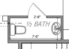 the floor plan for a bathroom with an overhead toilet and bathtub, which is drawn in