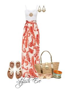 would love to wear this for casual night on cruise for dinner Outfits Primavera, Stile Casual Chic, Beach Clothes, Mode Hippie, Maxi Skirt Outfits, Bohol