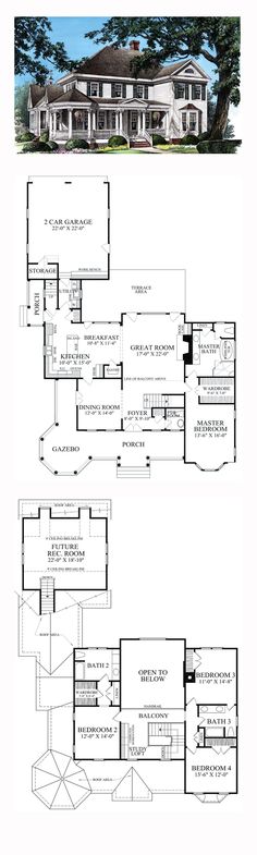 two floor plans for a large house with lots of room and space to move around