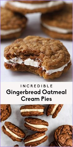 an image of gingerbread oatmeal cream pies with text overlay