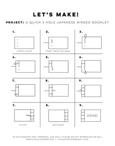 the printable worksheet for how to make an origami book