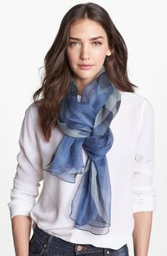 Burberry Check Print Silk Crepon Scarf available at #Nordstrom. LOVE LOVE LOVE the color Scarf Women Fashion, Scarf Casual