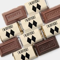 six hershey's chocolate bars with i'm difficult written on the top