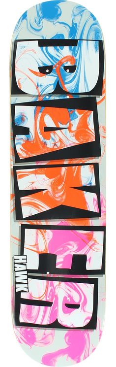 a skateboard with different colors and designs on it