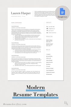 the modern resume template is ready to use