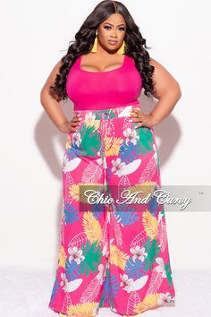 High waisted pants Non-stretch Elastic waistband Drawstring Wide leg Satin No closure 100% polyester Hand wash cold Inseam is 35 inches Model is wearing a 2X Plus Size Camisoles, Chic And Curvy, Plus Size Pants, Leaf Print, Leaf Prints, High Waisted Pants, Casual Pants, Final Sale, Wide Leg