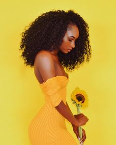 Hairstyles Theme, Pelo Afro, Afro Punk, African Beauty, African Hairstyles, 인물 사진, Yellow Background, Orange Dress, Black Is Beautiful