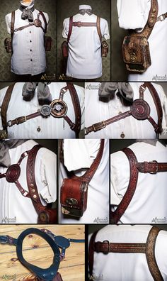 Steampunk Armor, Moda Steampunk, Mechanical Arm, Steampunk Leather, Style Steampunk, Leather Suspenders, Steampunk Cosplay