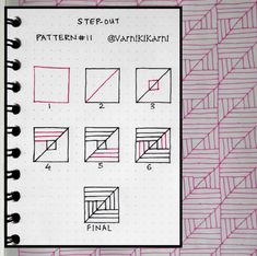 an open notebook with drawings on it and instructions for how to draw the diagonals