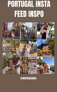 the cover of portugal insta feed inspo, with pictures of people and buildings