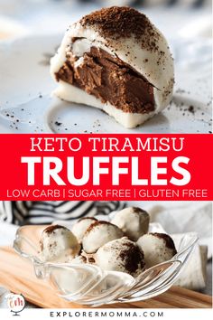 keto tirami truffles with text overlay