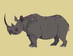 an illustration of a rhinoceros with spots on it's body