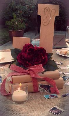 50s pin up graduation centerpieces | Jeri's graduation centerpieces.... They are so simple! Hot glue a ... Letter Centerpieces, Grad Party Centerpieces, Graduation Centerpieces, Fresh Flower Arrangements, Graduation Centerpiece, Outdoor Graduation Parties, Graduation Open Houses