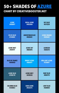 the 50 shades of azure chart by creative minds