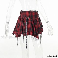 Olivia Mark - Red Plaid Bodycon Mini Skirt with Dark and Sexy Appeal Red Mini Skirt For Alternative Fashion, Red Plaid Skirt, Bodycon Mini Skirt, Hip Skirt, Dark Style, White Dress Party, Half Skirt, White Dresses For Women, Outfits Dresses