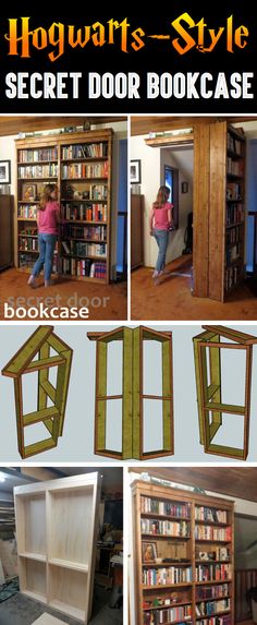 harry's style secret door bookcase made out of bookshelves