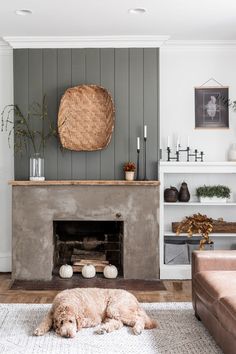 Top 10 Posts of 2019 - Cherished Bliss Mantel Styling, Modern Fall Decor, Concrete Fireplace, Rustic Fall Decor, Fall Mantel, Fireplace Design