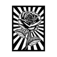 a black and white drawing of a rose