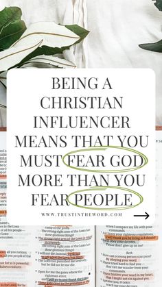 an open bible with the words being a christian influencer means that you must hear god more than you are people