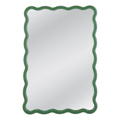 a green frame mirror on a white background