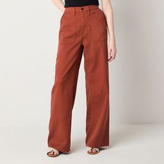 Make a statement with these a.n.a women's trousers designed with a wide-leg style for a flattering silhouette and a modern, relaxed vibe. They're made from a twill cotton-blend for a relaxed-fit and have a flat front, a high-rise, a button-zip fly, an elastic back, and front and back slip pockets. Maintain the casual aesthetic by styling them with a t-shirt and sneakers.Front Style: Flat FrontFeatures: Fly FrontClosure Type: Elastic Back, Button & ZipperFit: Relaxed FitPockets: 2 Front Slip Pock Women Trousers Design, Women Cargo Pants, Trouser Design, Tall Pants, Petite Pants, Work Attire, Pants Trousers, Women's Trousers, Wide Leg Trousers