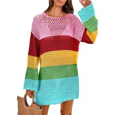 *Size - S=Us 4-6, M=Us 8-10, L=Us 12-14, Xl=16-18, Xxl=20-22. *Features - This Hollow Out Cover Up Design Round Neckmini Dress Lengthlong Sleeveknit Crochet Swimsuitsheer Beach Cover Up. *Occasion - This Beach Dress Cover Up Perfect For Wearing At Beach, Swimming Pool, Poolside Tanning Salon, And Water Park. It Is Also The Good Choice For Honeymoon Gift. *Fabric - This Beach Cover Up Made Of 100% Acrylic.Soft And Comfortable. *Wash - Hand Wash Recommend. Machine Wash. Air Dry. Do Not Use Dryer. Cover Up Design, Swimsuit Crochet, Knit Beach Dress, Honeymoon Gift, Bathing Suit Dress, Crochet Swim, Summer Bathing Suits, Tanning Salon, Summer Beach Dress