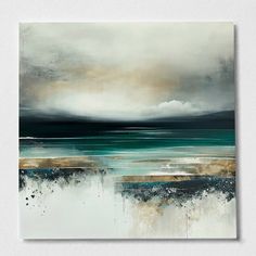 an abstract painting with blue, brown and white colors on the ocean wall art print