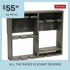 a wooden shelf with three open shelves on each side and the words $ 55 99 reg $