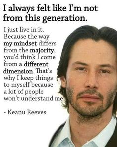 a man in a suit and tie with a quote from keanu reves