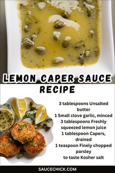 the recipe for lemon sauce is shown in this poster